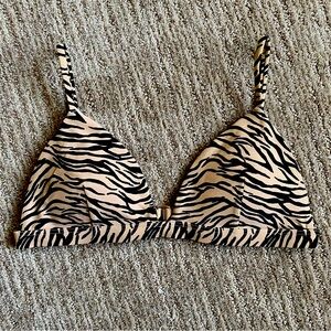 Hollister Zebra Print Beige and Black Bikini Top